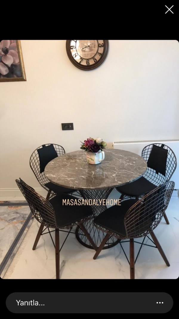 DELÜX SANDALYE MERMER MASA TAKIMI